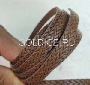 Шнур для браслетов из экокожи коричневый рифленый10мм / 240 мм