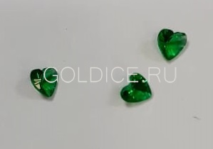 Сердце 3 * 3 (зеленое стекло) фианит